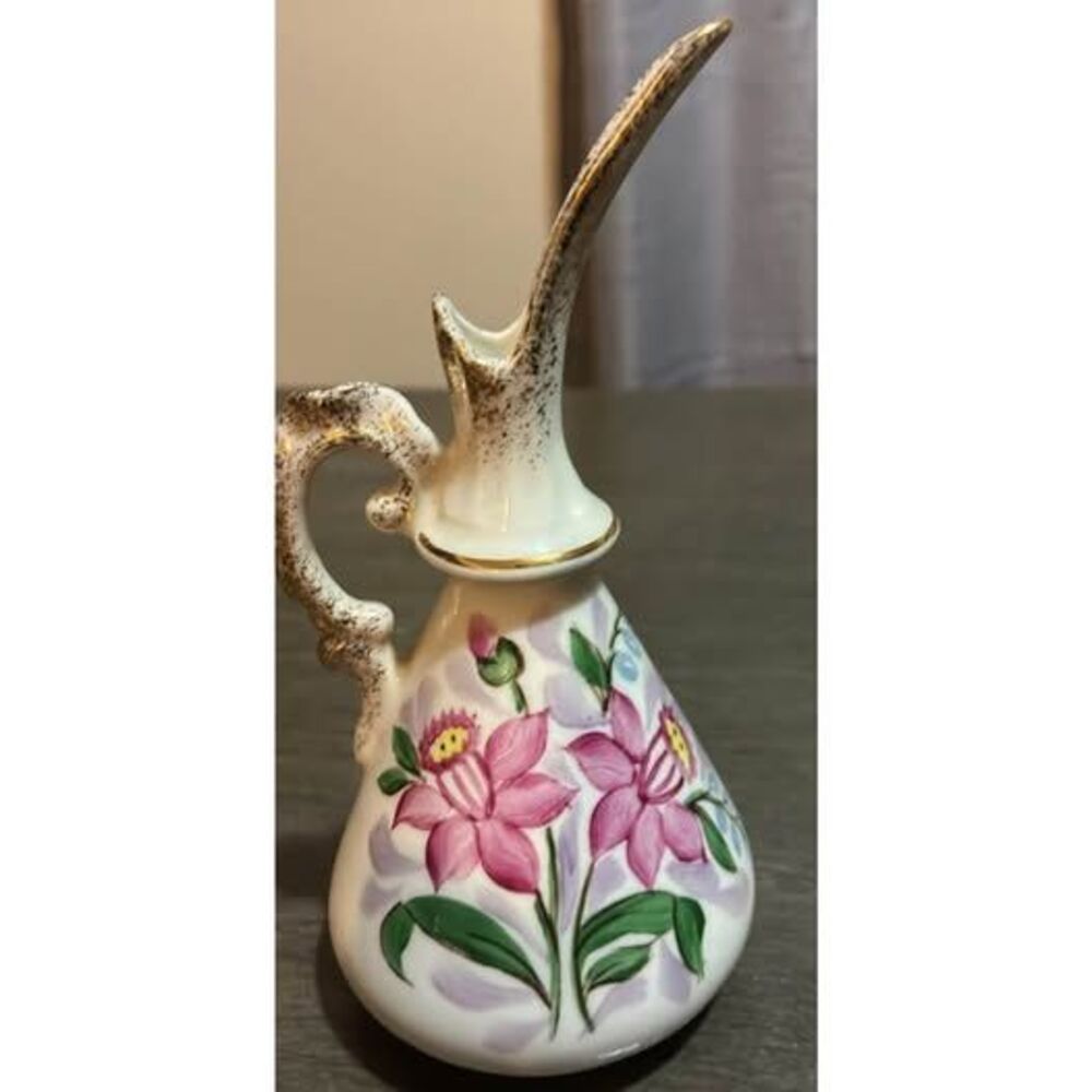 Vintage Hal-Sey Fifth Floral Porcelain Miniature Pitcher with Gold Trim